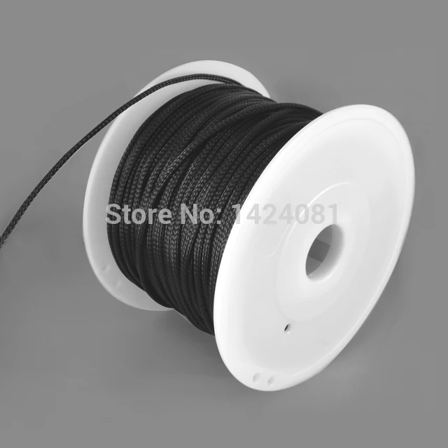 

100M long 6mm Expandable black Braided High dense pet Sleeving For Cable