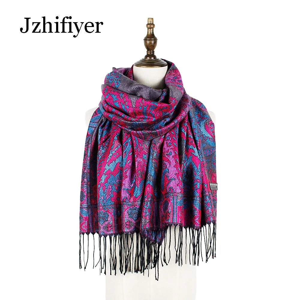 Толстые пашмины с узором пейсли Жаккардовые Зимние тяжелые шали кисточками шарф