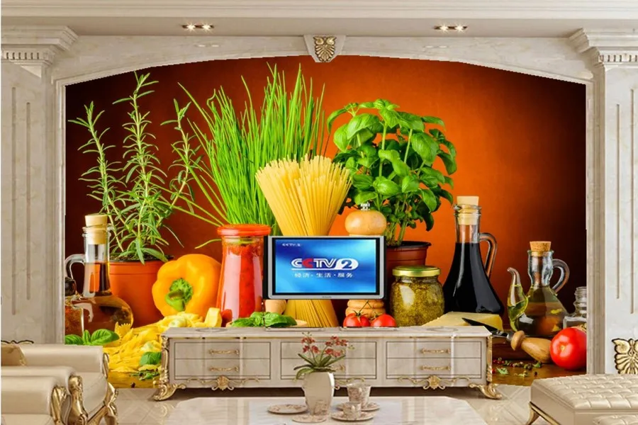 Обои с изображением приправы помидор перца еды для ресторана гостиной дивана