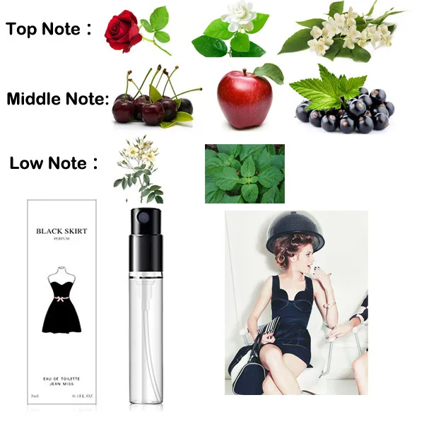 BLACK SKIRT 3 мл женский Parfume бренд сексуальный Perfumeand ароматы с феромонами одеколон длительный аромат для женщин и мужчин дезодорант - Цвет: BLACK SKIRT
