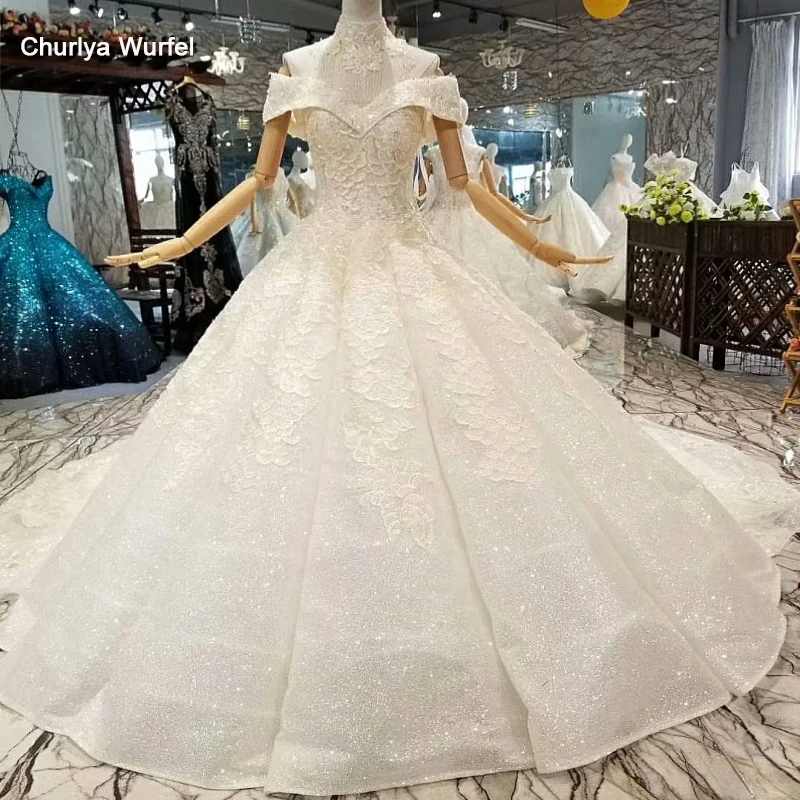 LS445441 изогнутое блестящее свадебное платье с открытыми плечами Милое Свадебное