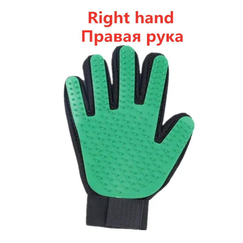 Pet Glove For Cats Cat Grooming Pet Dog Hair Deshedding Brush Comb Glove For Pet Dog Finger Cleaning Massage Glove For Animal - Цвет: ST1-green right