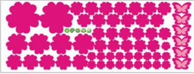 rose pink 108 шт цветы и 6 шт бабочки настенные наклейки для гостиной спальни художественные наклейки мебель для украшения дома наклейки для детской комнаты - Цвет: rose pink