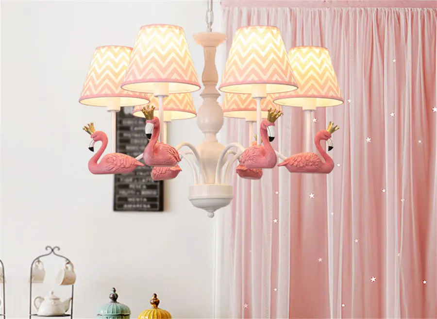 Baby pink дома деко Фламинго большой люстры для гостиной детские дети висячие светильники детская спальня лампа