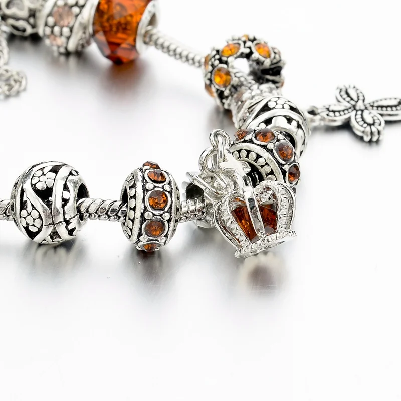 Роскошные DIY хрустальные браслеты с короной и серебряные ювелирные изделия