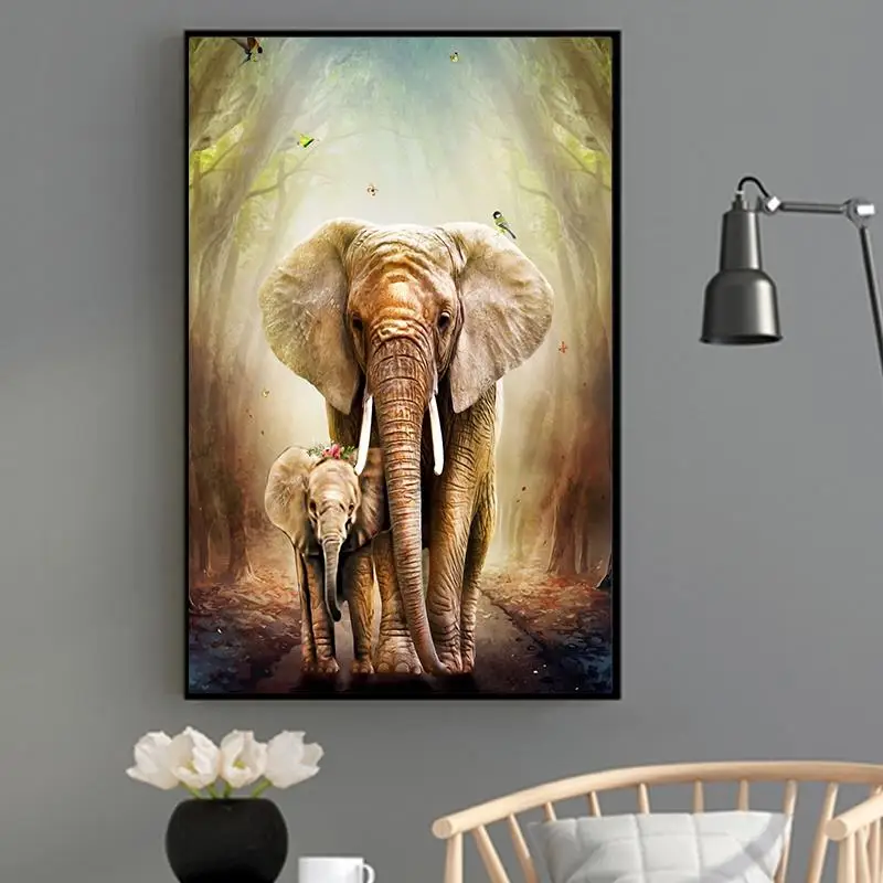 5D DIY Алмазная вышивка Животное Слон 3D Картина Крестиком Рукоделие Декор для дома Круглая сверла Подарок.