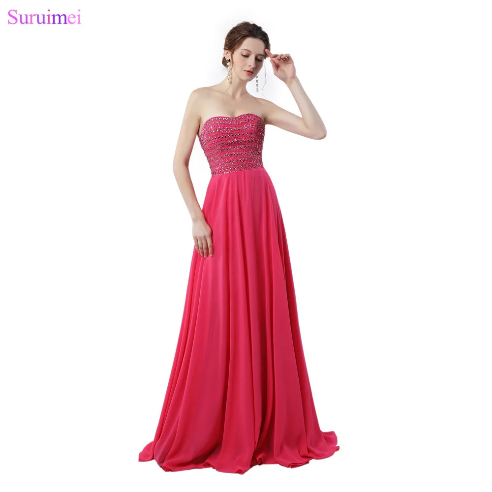 

Coral Long Chiffon Beaded Prom Dresses Sweetheart Floor Length Off The Shoulder Formal Girls Prom Gown