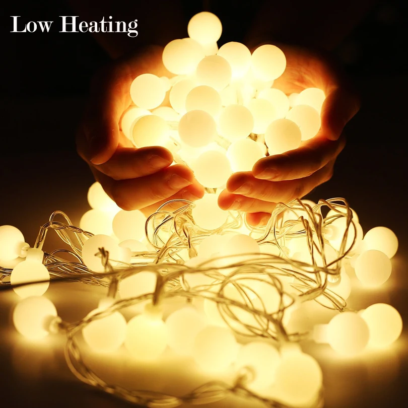 

10M 100 LED Ball String Lights 220V Warm white Goble Fairy Light for New Year Patio Garden Christmas Outdoor Decoration light