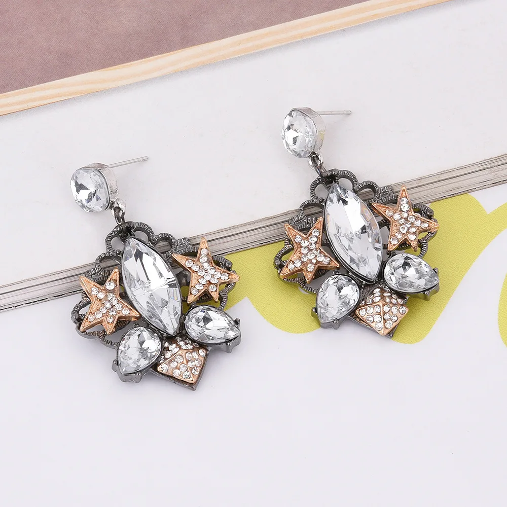 RIMOWA 2017 New Fashion Jewelry Earrings For Women Retro Crystals Stars Flower Dangle Water Drop Earring PE114 | Украшения и