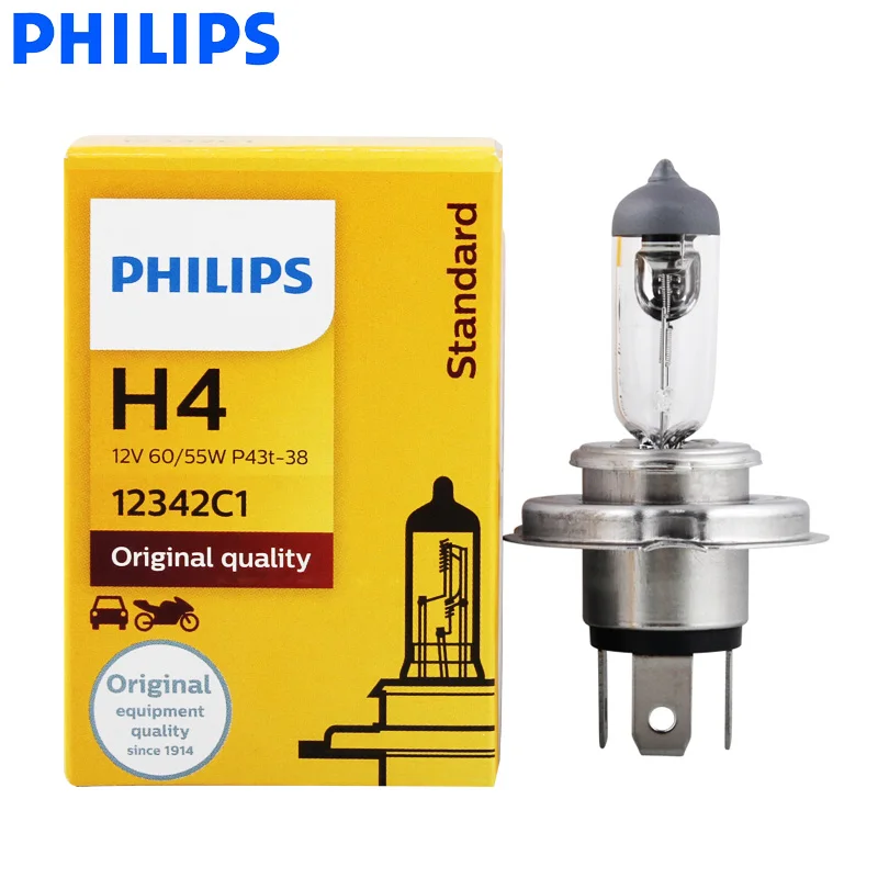 Philips H4 9003 12 в 60/55 Вт P43t оригинальное качество автомобильных фар стандартные лампы