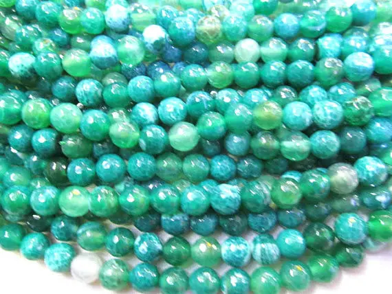 

5strands black Agate gemstone 4-16mm high quality round ball faceted black cracket cracked pink yellow green loose bead