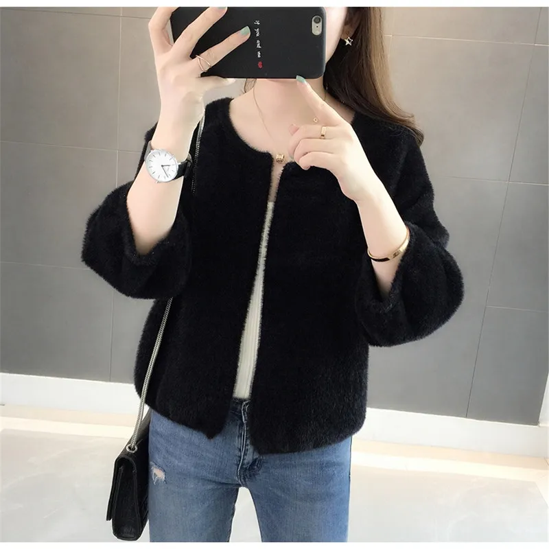 Kemixiaoxuan, Новое поступление, вязаные кардиганы, женские, с круглым вырезом, три четверти, однотонные, повседневные, открытая стежка, для женщин