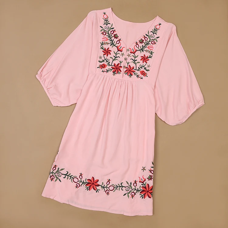 ZIPIPIYF Floral Embroidery Dress Newest 2017 Fashion Brand V neck Half Sleeve Plus Size Women Vintage Black White Summer | Женская