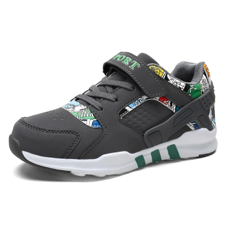 2018 осень Новый стиль граффити Дизайн детские кроссовки для мальчиков спортивная