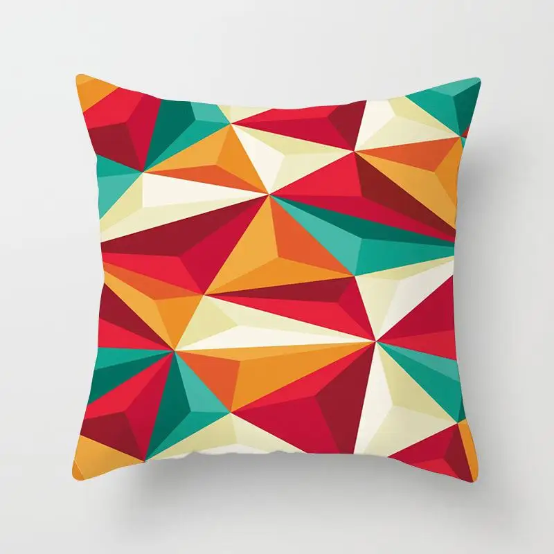 Colorful Geometry-06 Наволочка для подушки цвета радуги, Геометрическая, персиковая кожа, для автомобиля, дивана, гостиной, спальни, дома, декоративные наволочки 45x45 см - Цвет: Colorful Geometry-06