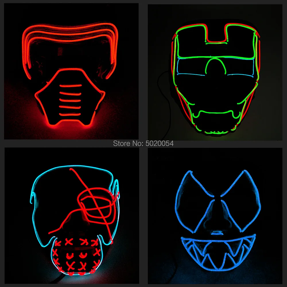 

GZYUCHAO, светящаяся Танцевальная Маска EL Dj, светящаяся светодиодная маска для косплея, маска для вечеринки, ночного клуба, Хэллоуина