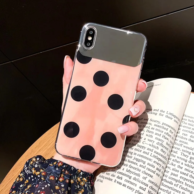 Мода любовь сердце в горошек чехол для huawei P20 Lite Pro P30 Гальванизируйте Зеркало