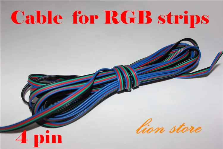 Бесплатная доставка 5 м 10 50 100 м/лот RGB 4pin кабель провод для светодиодной ленты 22AWG 4