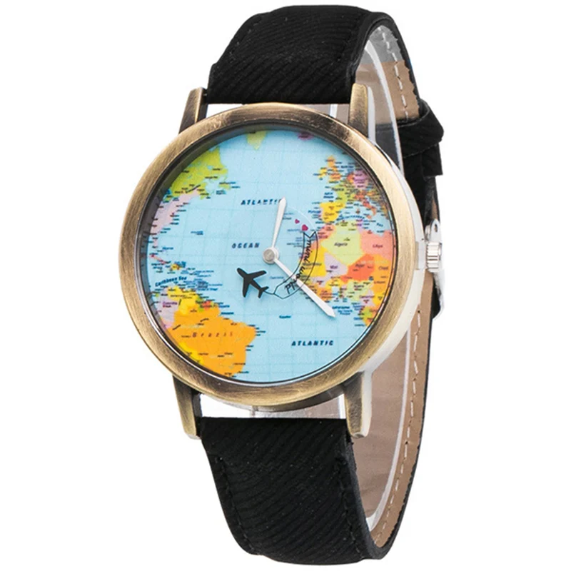 Часы классический прочный повседневное группа кварцевые часы географические