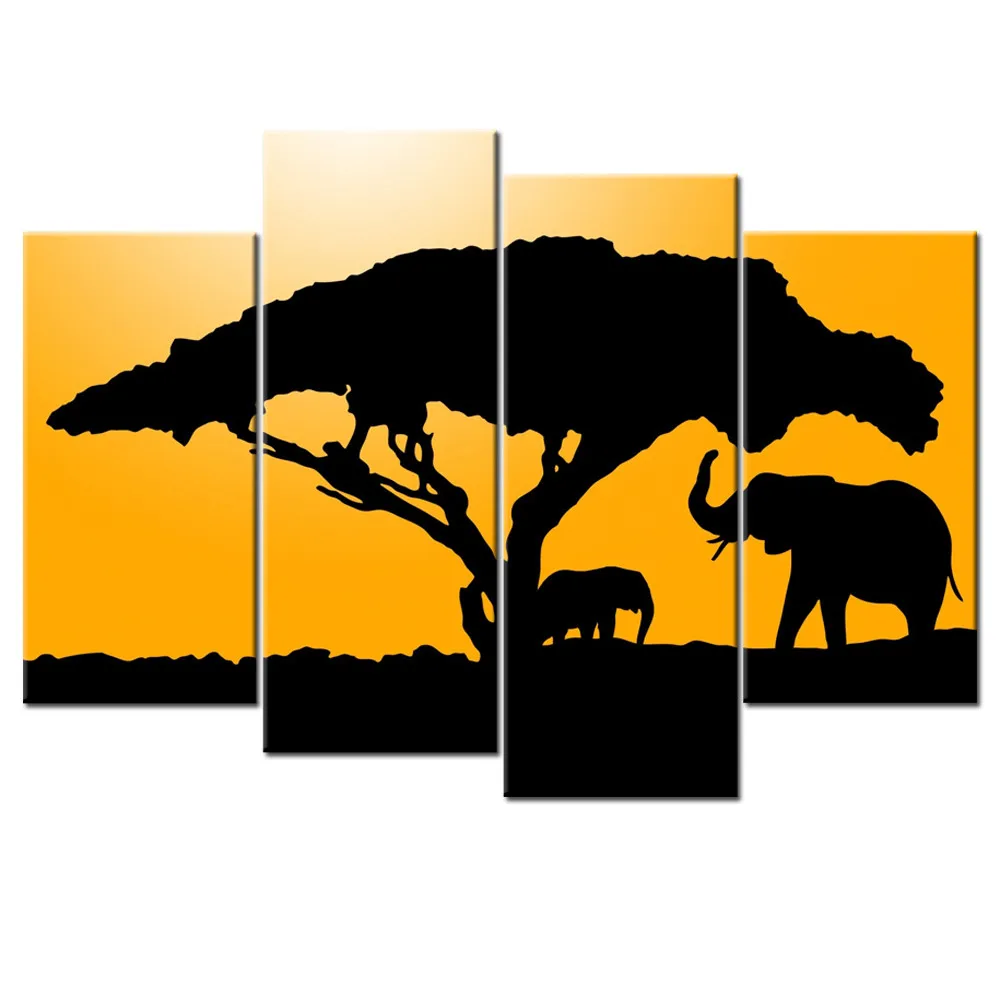 

Unframed Elephant Oil Painting Animal Landscape Cuadros Decoration Home Decor Canvas Art Wall Modular Picturess for Living Room