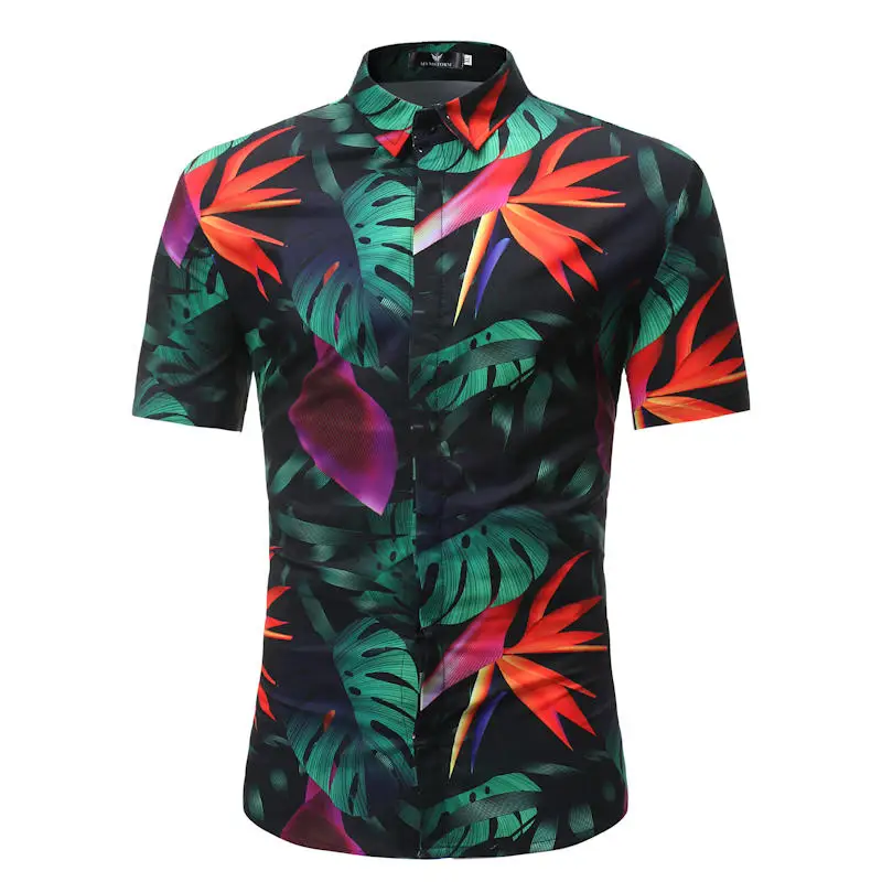 Мужская гавайская рубашка мужская повседневная camisa masculina пляжные рубашки с
