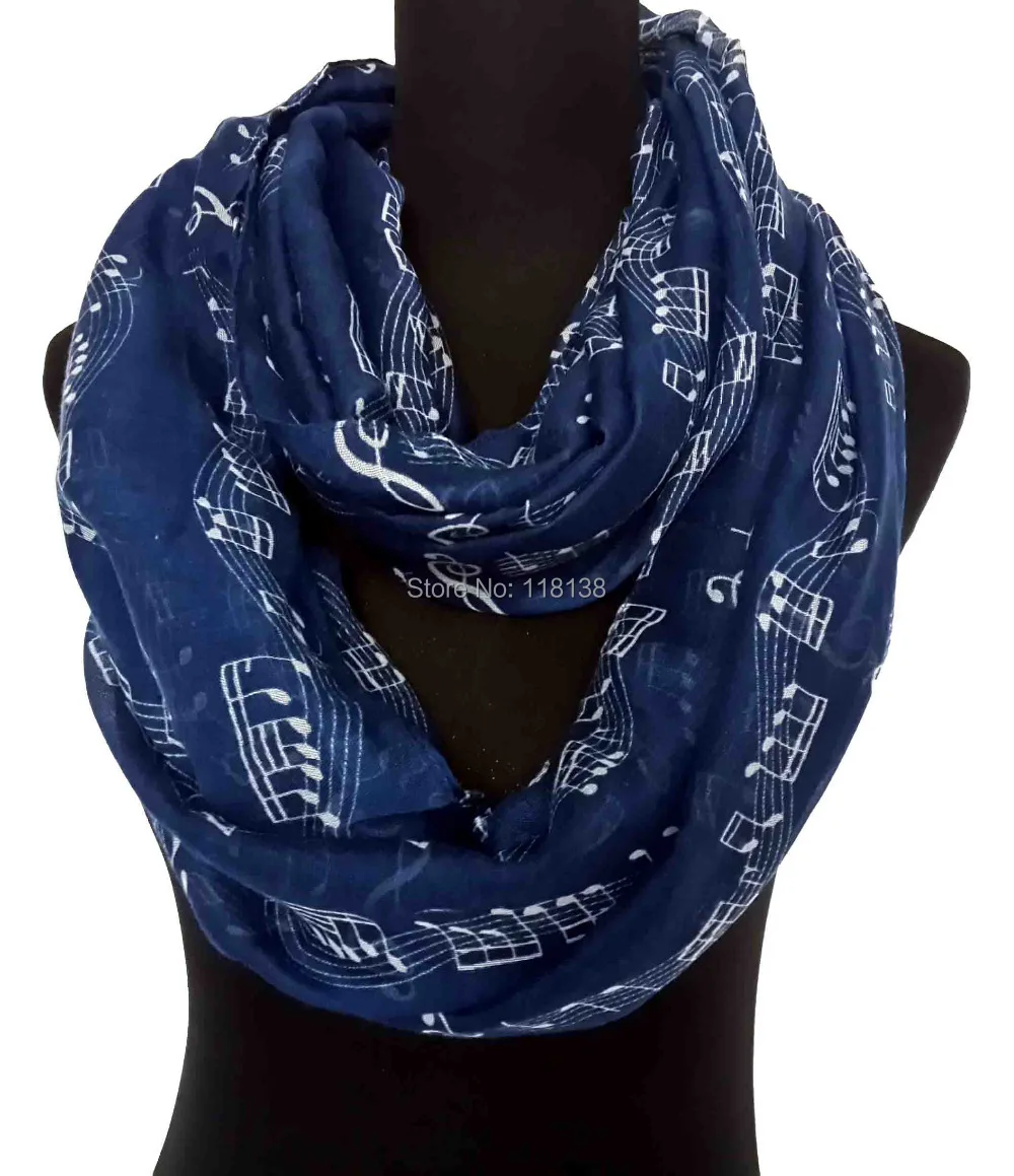 Женские аксессуары принт музыкальных нот бесконечный петлевой шарф для