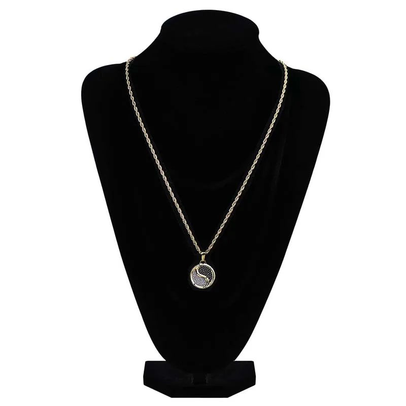 Fashion yin and yang taiji gossip pendant micro inlaid zircon hiphop personality necklace | Украшения и аксессуары