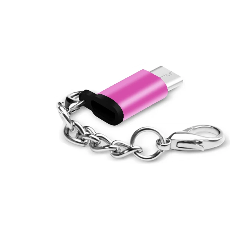 VBNM USB 3,1 C-type OTG адаптер Micro USB-type C Мужской адаптер с цепочкой для samsung S9 Note 8/S8+/LG G5 G6 V20 huawei - Цвет: 1pc Rose red