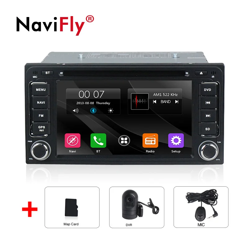 car dvd DVR NaviFly 2 din Автомобильный Радио dvd-плеер gps навигация для Toyota Hilux VIOS Camry Corolla Prado RAV4 Prado автомобильный аудио стерео - Цвет: car dvd DVR
