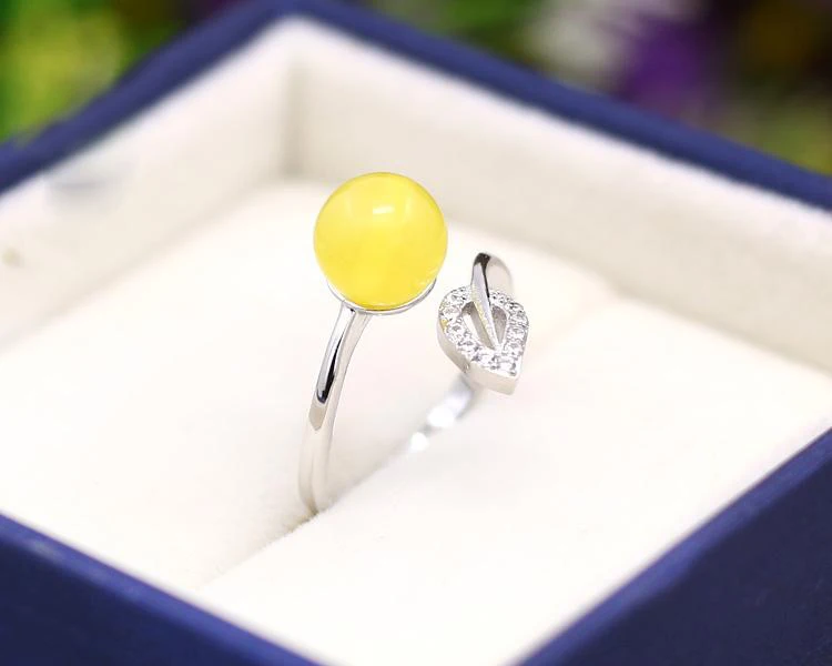 925 Sterling Silver Color Adjustable Leaf Ring Base Settings With 8MM-11MM Round Cabochon Ring Base Blanks Setting DIY Jewelry