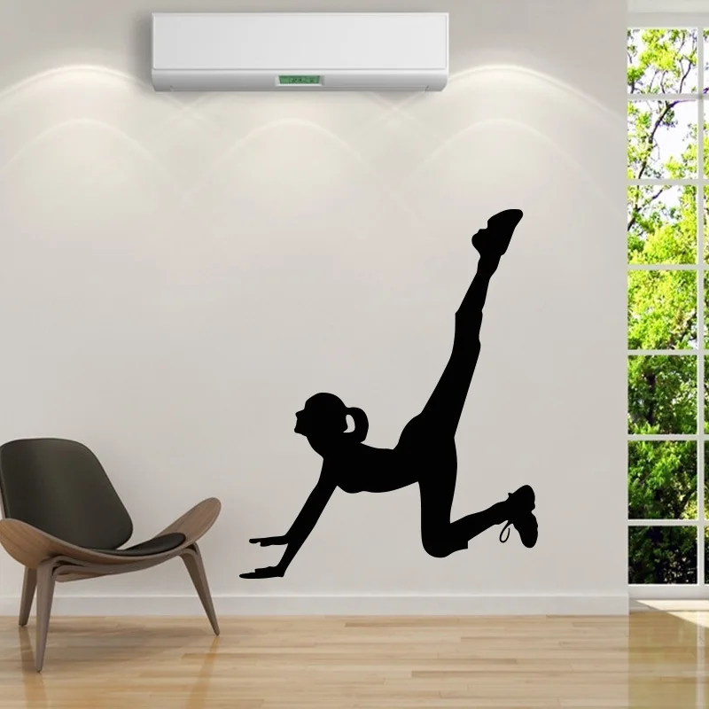 Мультяшная художественная Наклейка на стену для йоги Женская украшение