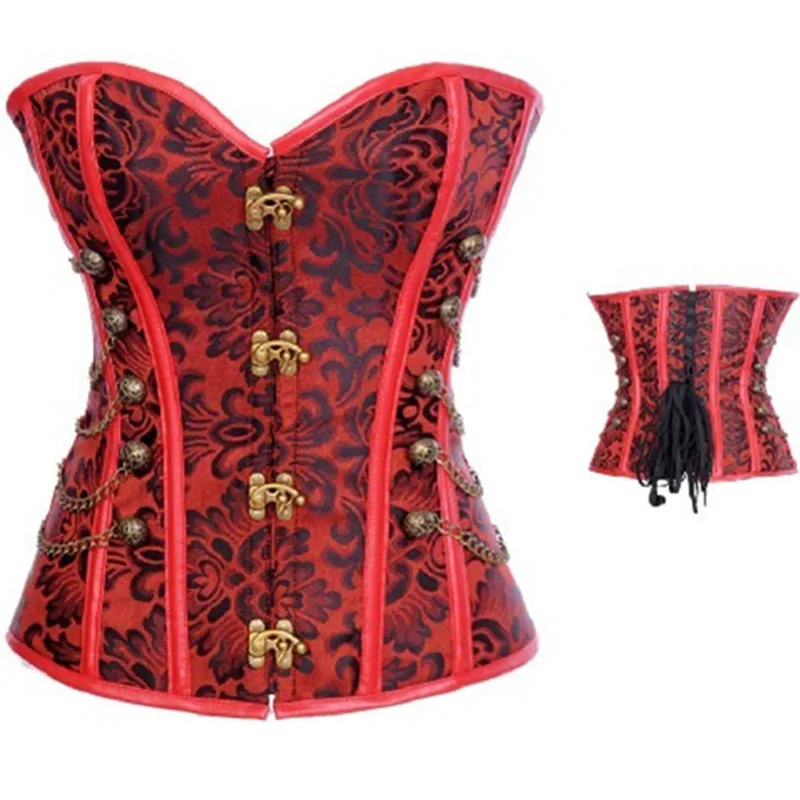 2017 стимпанк Корсет Талии Тренажер корсет стальной кости Топ коричневый бюстье