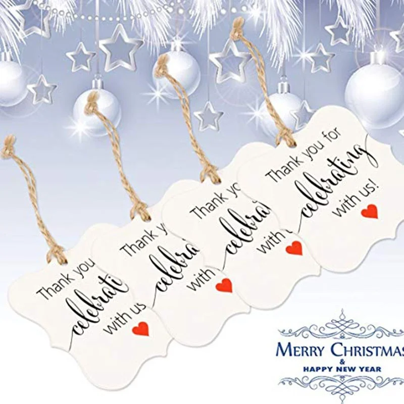 300 шт. белый квадрат этикетки из крафтовой бумаги бумага Спасибо Теги для