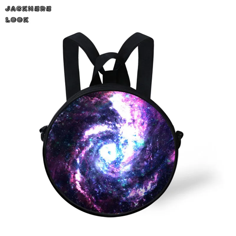 Jackherelook Прохладный Galaxy круглая сумка женская мальчики девочки школьные Crossbody мини