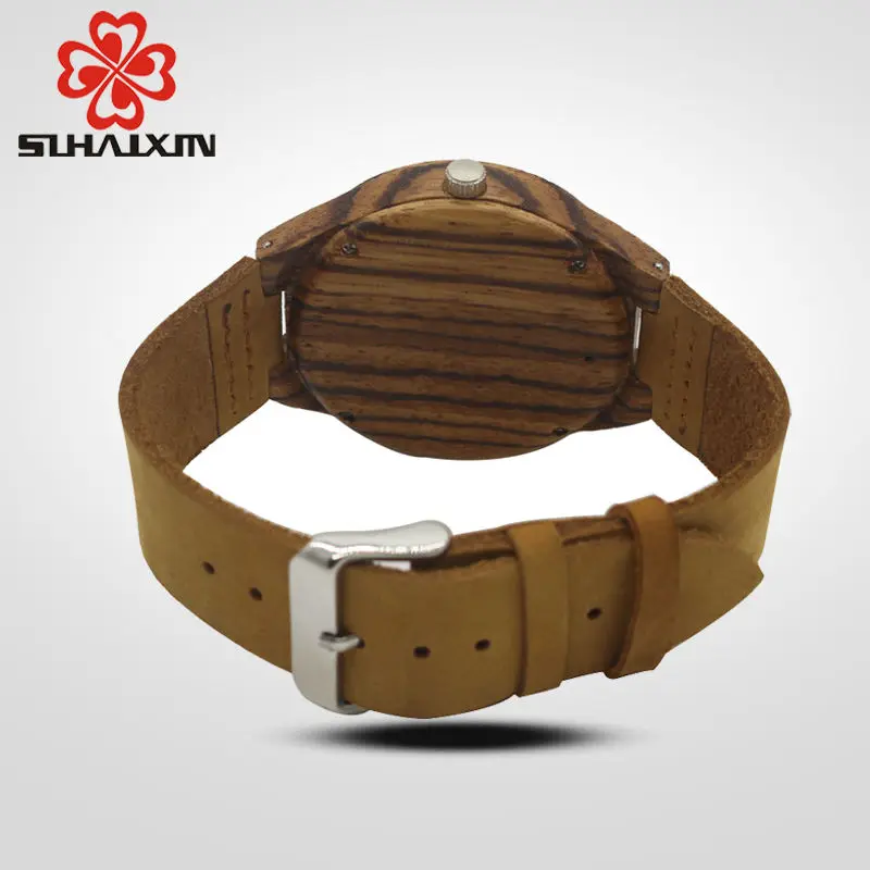 Мужские кварцевые часы SIHAIXIN Wood Man erkek kol saati круглые бамбуковые деревянные с