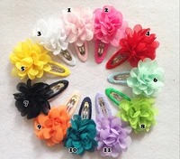free shipping2016 new arrive 50pcslot chiffon flower hairpin hairclip cute hair bb clip 4cm fashion hair accessories