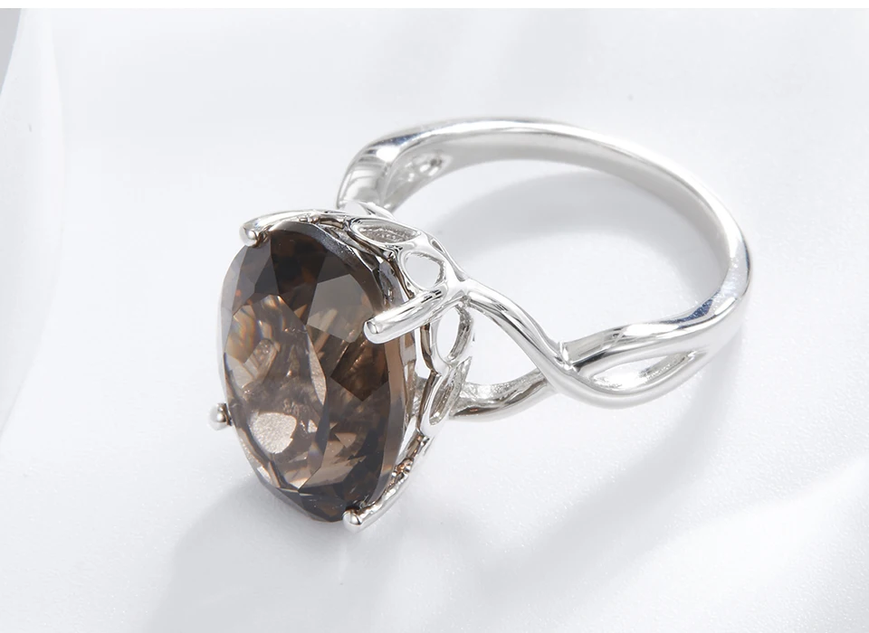 Hutang, 17.57ct, натуральный дымчатый кварц, ювелирный набор, серьги, кольцо, серебро 925 пробы, ювелирное изделие с драгоценным камнем для женщин, лучший подарок, новинка