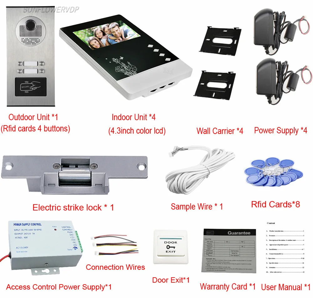 Video Intercom With Strike Lock 4.3
