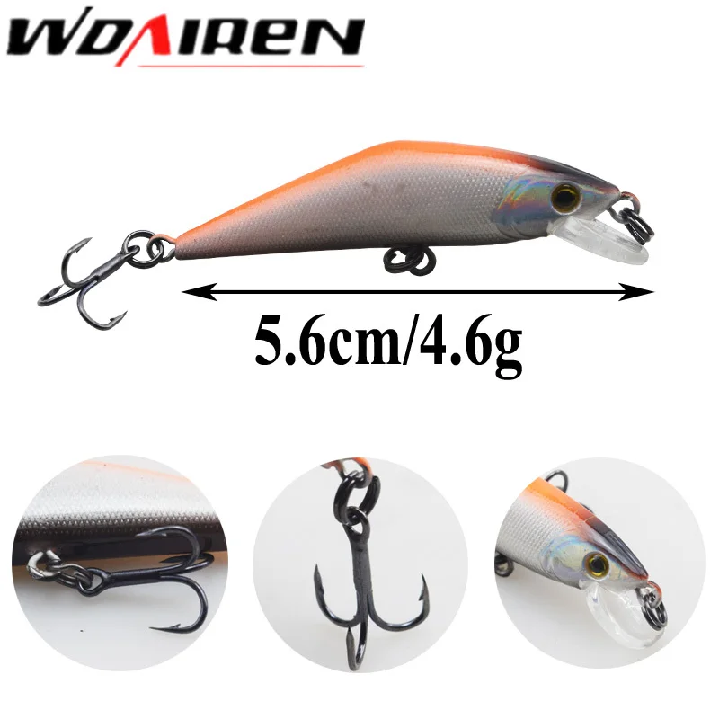 WDAIREN 56 мм/4 6 г погружающаяся блесна приманки VMC крючок Souple Iscas Artificiais Swimbait жесткая