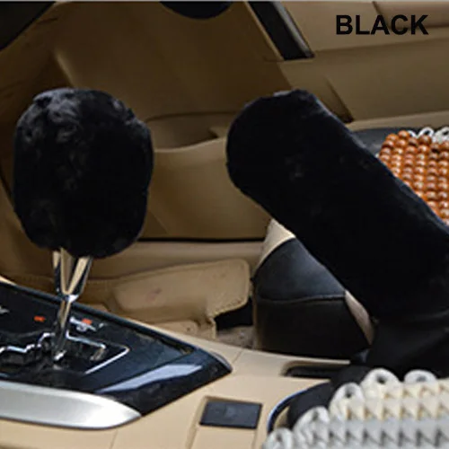 Black 2 шт., автомобильный ручной тормоз, ручки, мягкий плюшевый рукав, Зимний Теплый ручной тормоз, чехол для рычага переключения передач, ручка, универсальный авто Декор - Название цвета: Black