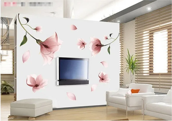 Bedroom Room TV Background wall sticker Flower Romantic Large Creative Home Decoration Decal Great Gift for Kids Wall Stickers | Дом и сад