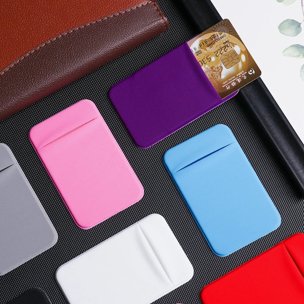 Fashion Elastic Stretch Lycra Adhesive Cell Phone ID Credit Card Holder Sticker Pocket Wallet Case Card Holder Fit most Phone