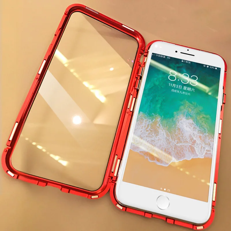 Стеклянный Магнитный чехол для iPhone XR прозрачный роскошный полностью