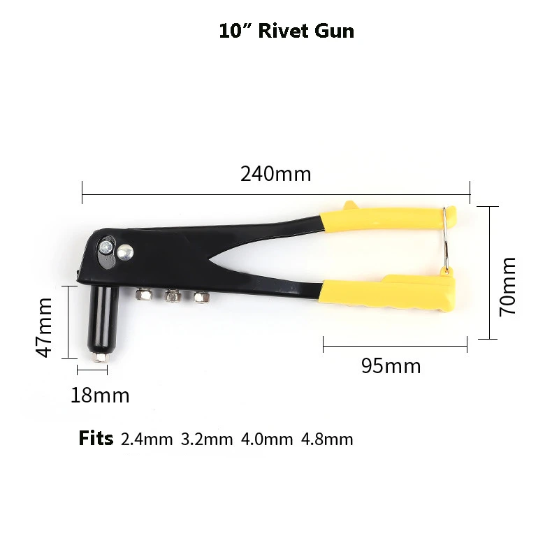 1" 13" 1" клепальщик Gun авто заклепки инструмент вытяжная Заклепка гайка пистолет тяжелая рука Inser инструмент ручной оправки 2,4/3,2/4/4,8 мм - Цвет: 10inch