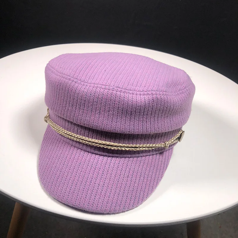 2018 зимние Для женщин Шапки Chic лаванды Вязание Bongrace военная шляпа Snapback Кепки s
