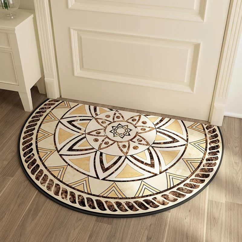 Multi-function short hair semicircle shaped floor mat, door mat,cute bathroom mat, Retro vintage decoration ground mat