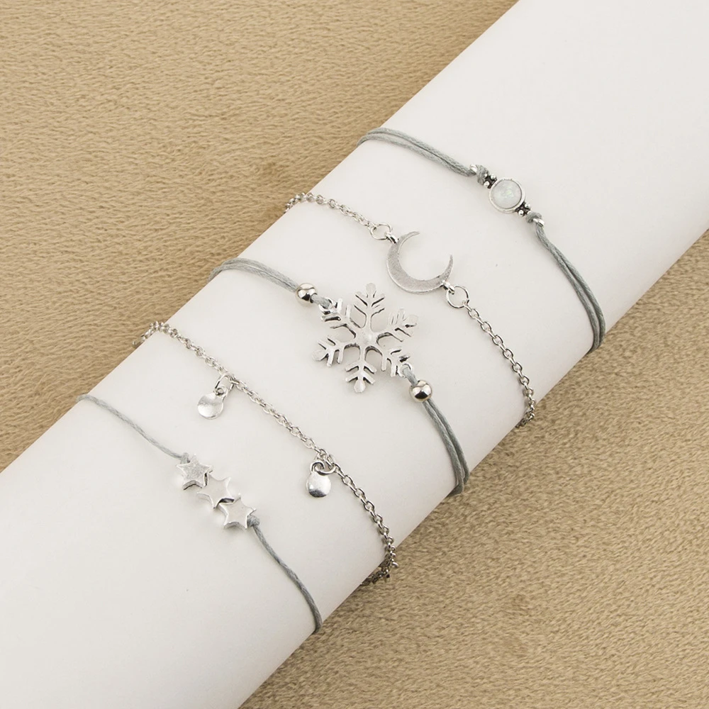 5 шт./компл. пятиконечная звезда полумесяц Круглый браслет модная ручная цепочка