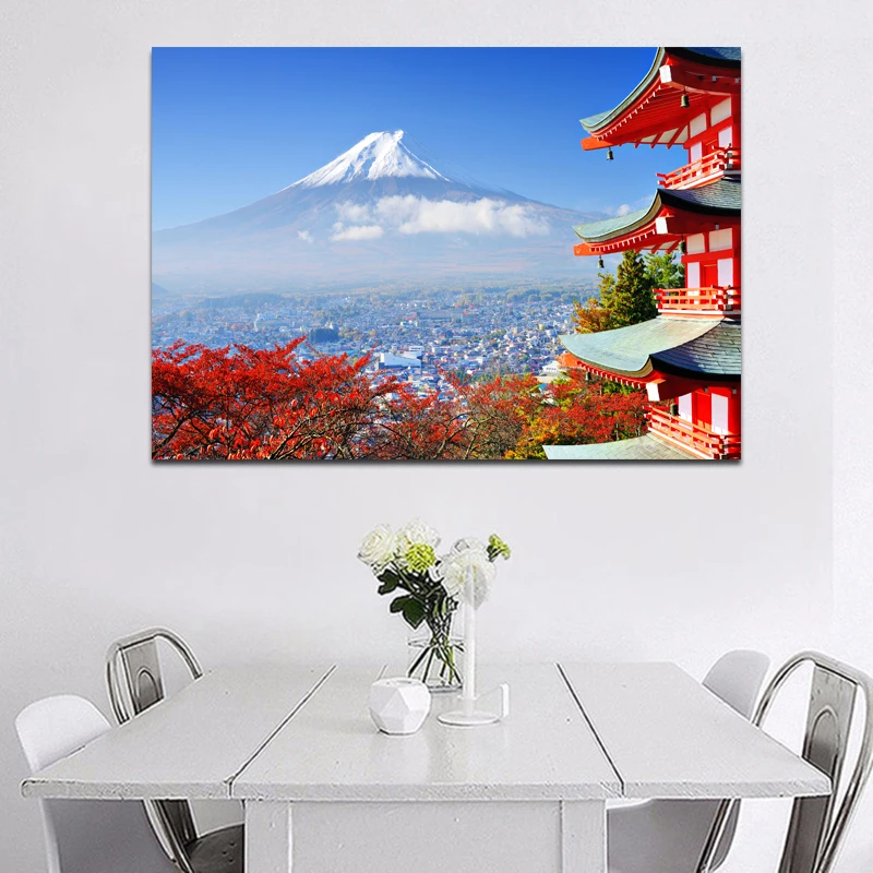 Самодельные современные картины Fuji Mountain And Cherry пейзаж живопись декоративные для