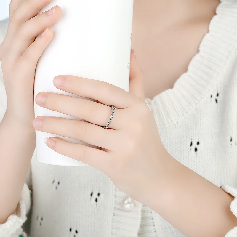 Stackable Ring ZMZY из 100% серебра 925 пробы с прозрачным кубическим цирконием совместимо