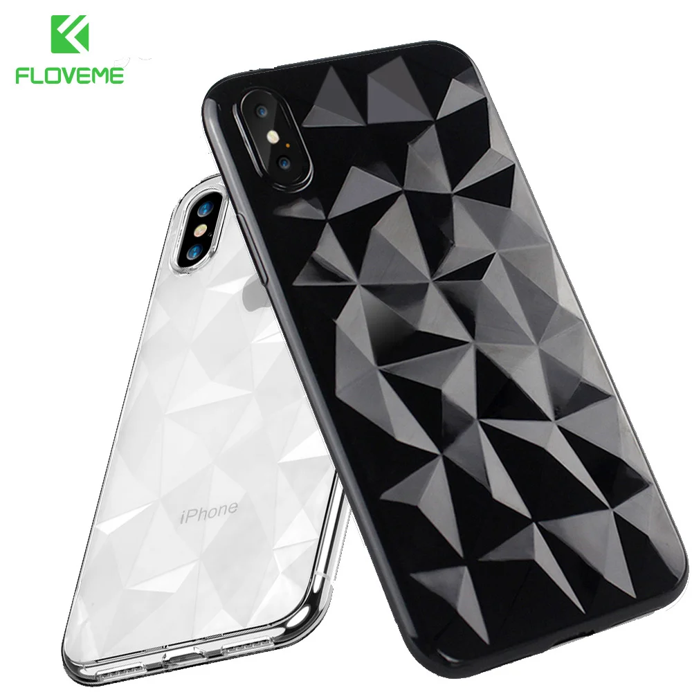 FLOVEME Soft Diamond Pattern Case For iPhone 6s 6 7 8 Plus Silicone Cases X S Luxury Ultra Thin Back Cover |
